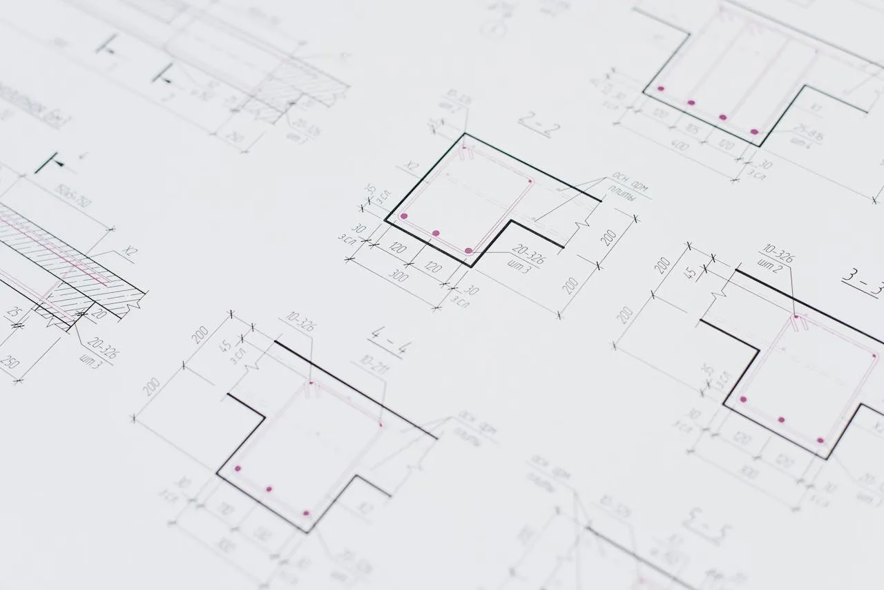 Beam structural drawing showing reinforced steel